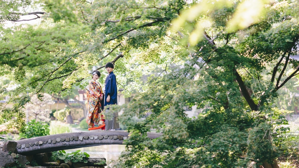 肥後細川庭園 ロケーション 和装前撮り 結婚写真専門のtorutokoya